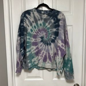 American Eagle Purple, Navy & Turquoise Tie Die Oversized Sweatshirt